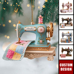 Personalized Sewing Machine acrylic Ornament 2025 - Gift for Quilter, Seamstress