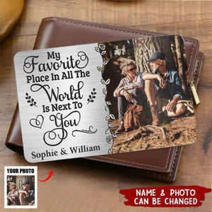 Custom Photo My Heart Is Wherever You Are - Couple Personalized Custom Aluminum Wallet Card - Gift For Husband Wife, Anniversary