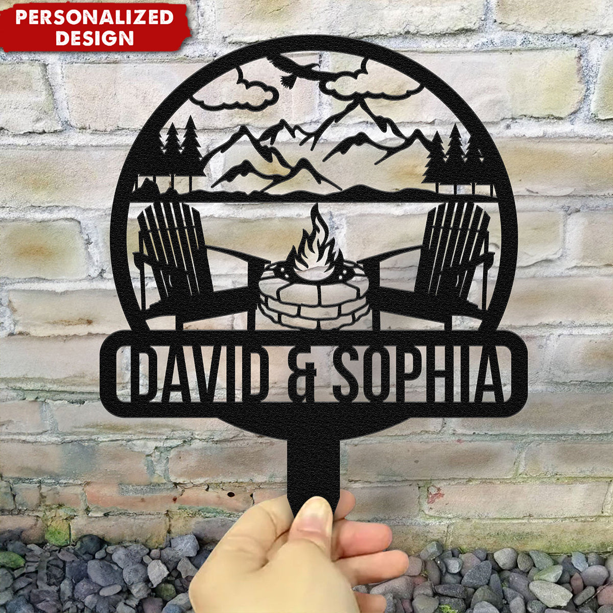 Camping Couple - Personalized Metal Garden Stake-Gift For Camping Lovers