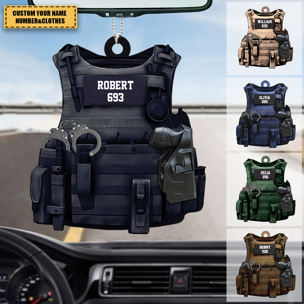 Personalized Police Christmas / Car Ornament Police Bulletproof Custom Shaped Acrylic Christmas / Car Ornament