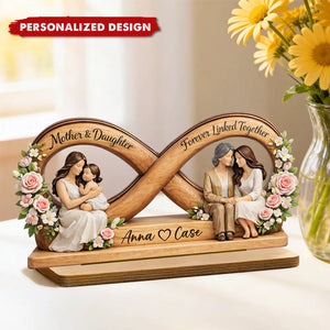 Mother & Daughter Forever Linked Together-Personalized Wooden Plaque-Mother Day's Gift For Mom, Gift For Daughter