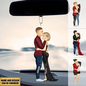 Personalized Hugging Couple Car Ornament - Gift For Couple - V2