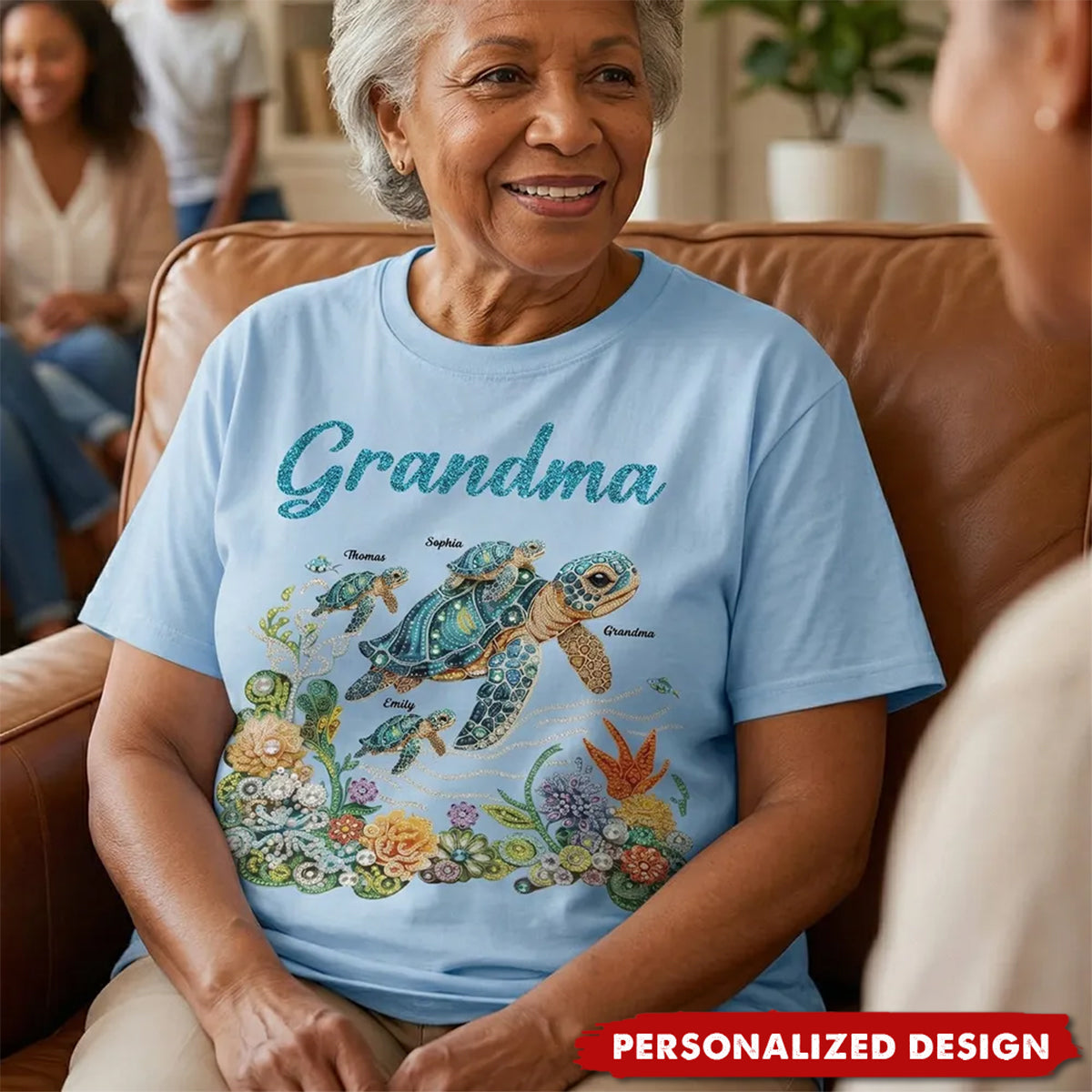 Personalized Mom Grandma Sea Turtle Rhinestones Style Shirt-Mother's Day Gift For Mom Grandma
