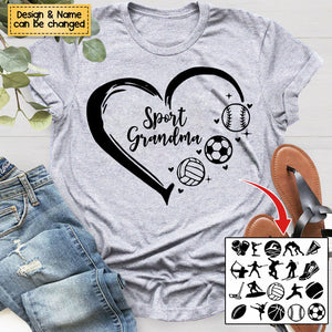 Sport Grandma Heart - Personalized T-shirt - Gift For Grandma/Nana/Mom