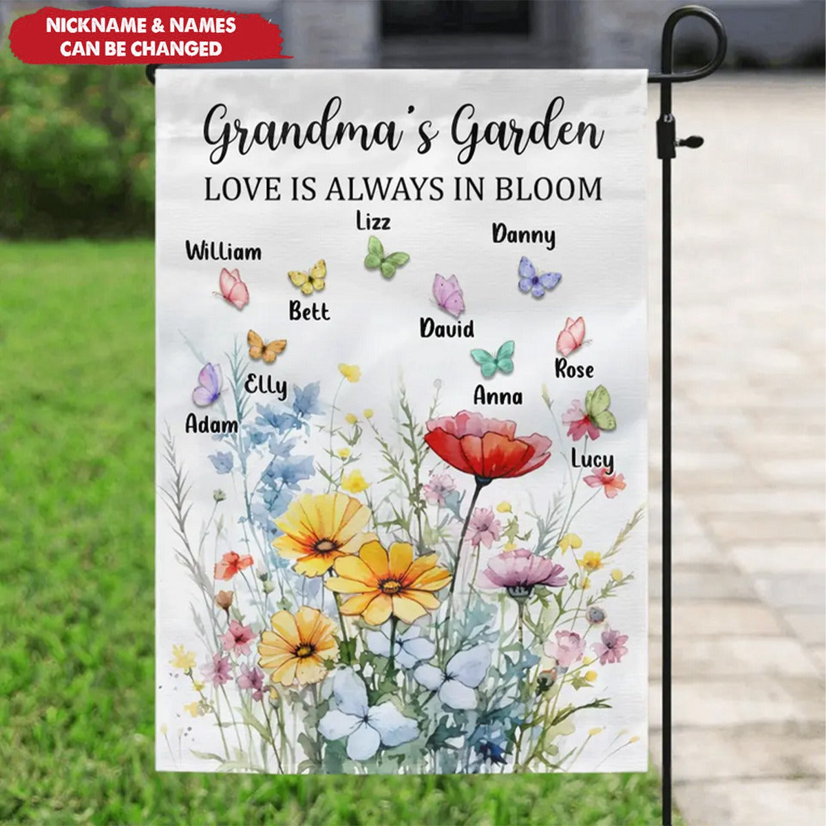 Grandma Garden's Love Is Always In Bloom-Personalized Grandma Flag Sign