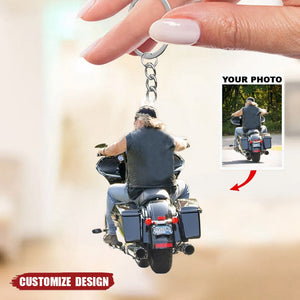 Personalized Biker/Motocross Racer/Couple Upload Photo Acrylic Keychain