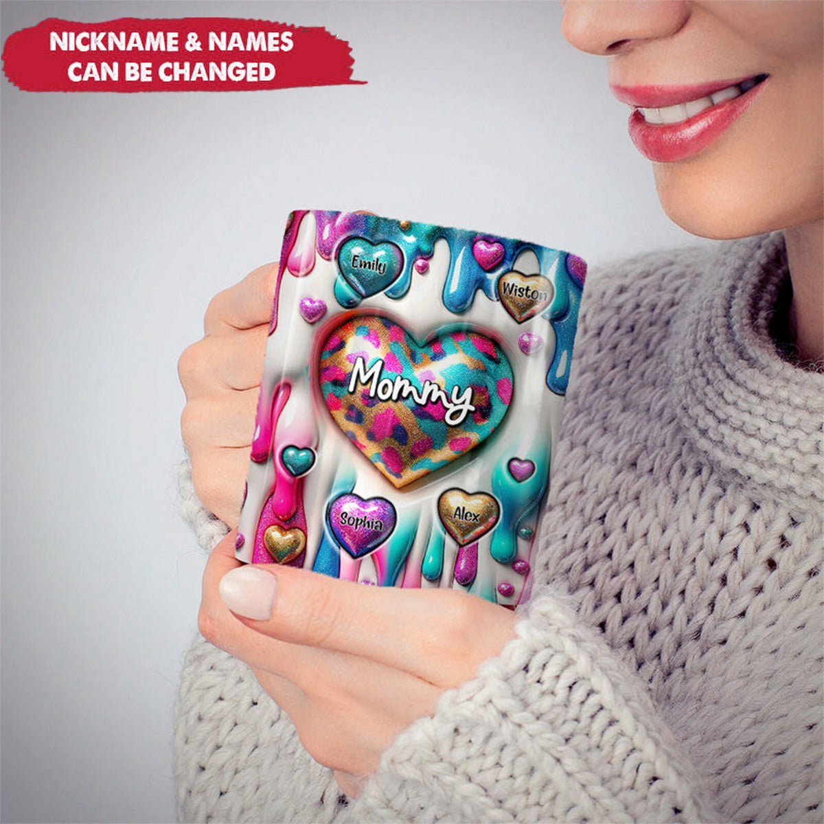 Personalized Sweet Heart Grandma Mom Kids Mug