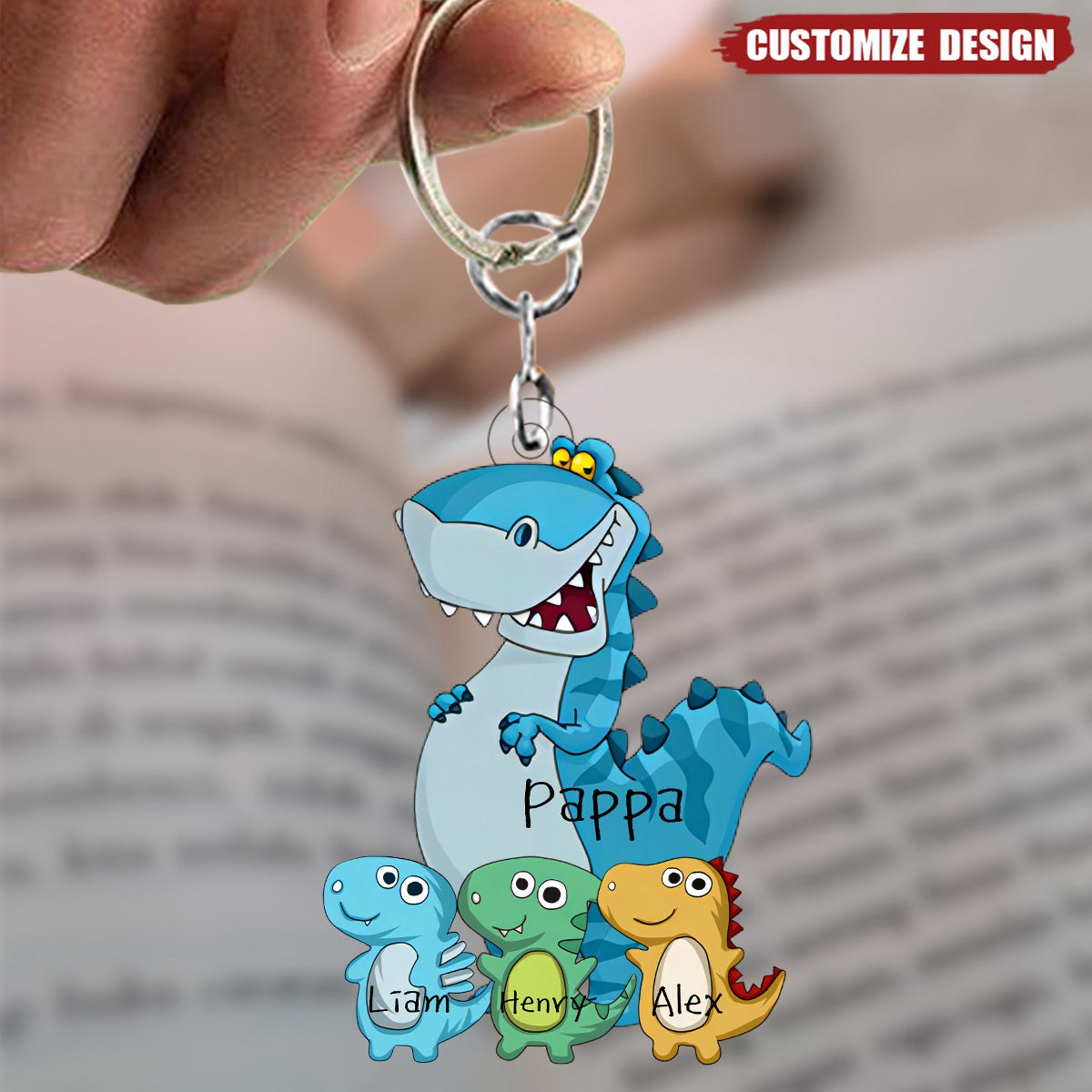 Dad/Grandpasaurus With Kids Personalized Keychain