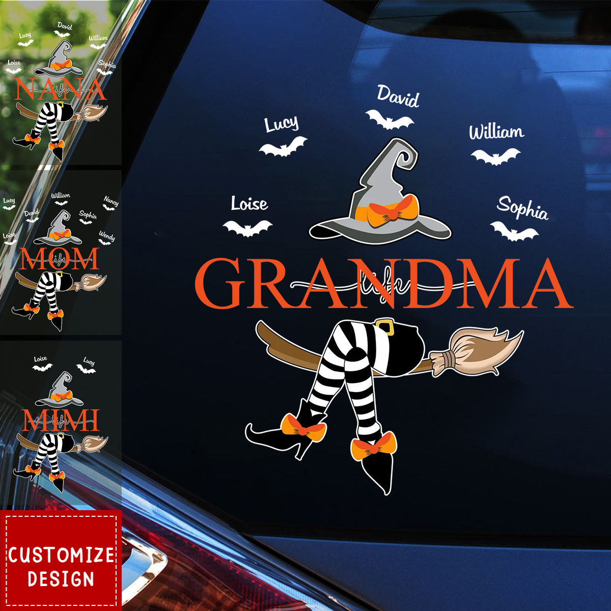 Grandma Life Witch On Broom Personalized Decal