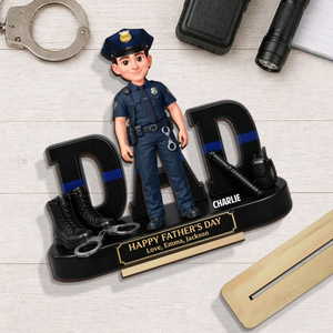 Proud  Police Officer Dad - Personalized Wooden Plaque - Father's Day Gift For Dad