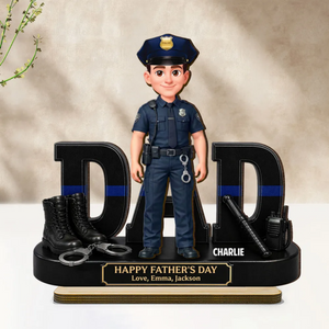 Proud  Police Officer Dad - Personalized Wooden Plaque - Father's Day Gift For Dad
