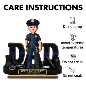 Proud  Police Officer Dad - Personalized Wooden Plaque - Father's Day Gift For Dad