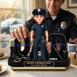 Proud  Police Officer Dad - Personalized Wooden Plaque - Father's Day Gift For Dad