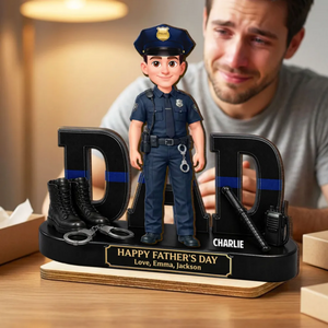 Proud  Police Officer Dad - Personalized Wooden Plaque - Father's Day Gift For Dad