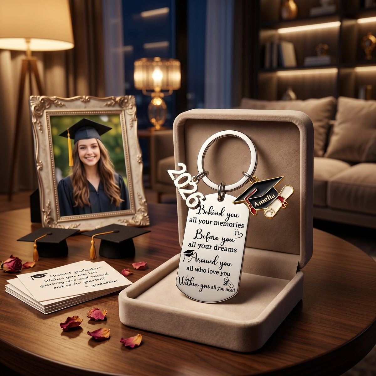 Personalized Stainless Steel Graduation Keychain