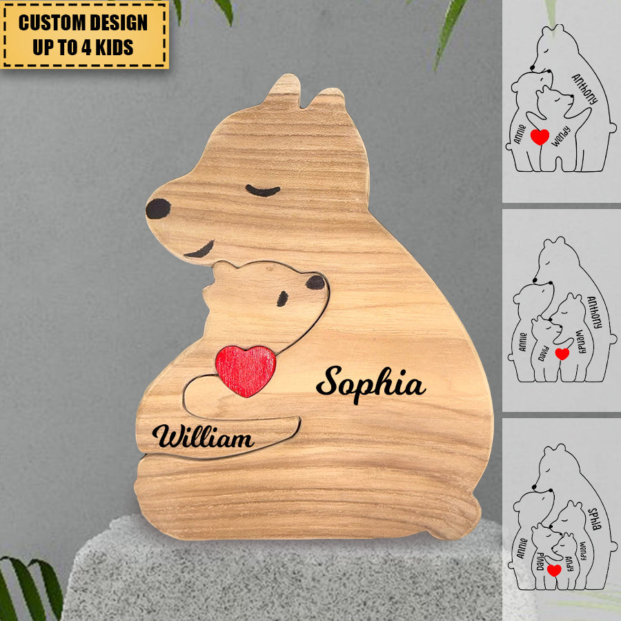 Gift For Family - Personalized Bear Family Wooden Art Puzzle