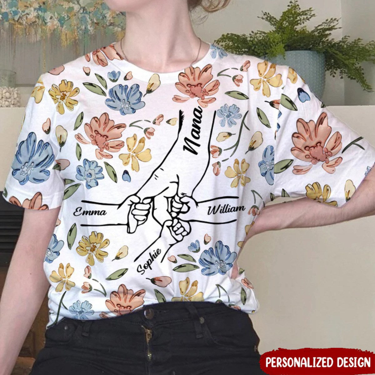 Hand In Hand, I Will Always Protect You - Gift For Mom, Grandma Personalized 3D T-shirt