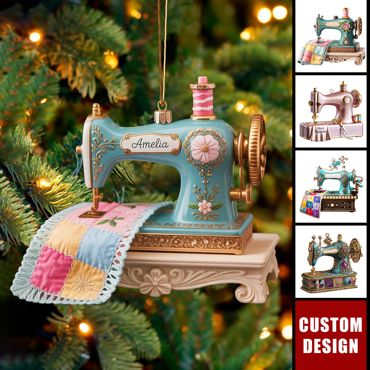 Personalized Sewing Machine acrylic Ornament 2025 - Gift for Quilter, Seamstress