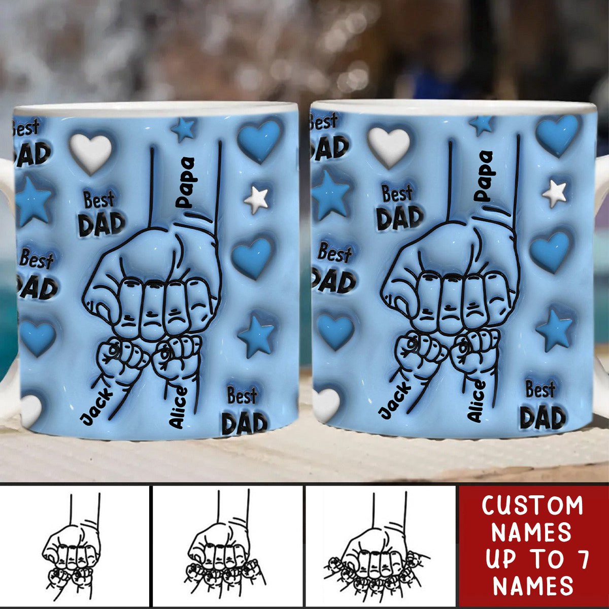 Best Dad/Grandpa - Personalized 3D Inflated Effect Mug - Gift For Cat Dad/Grandpa