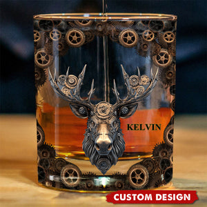 Mechanical Gear Creature - Personalized Hunting Whiskey Glass