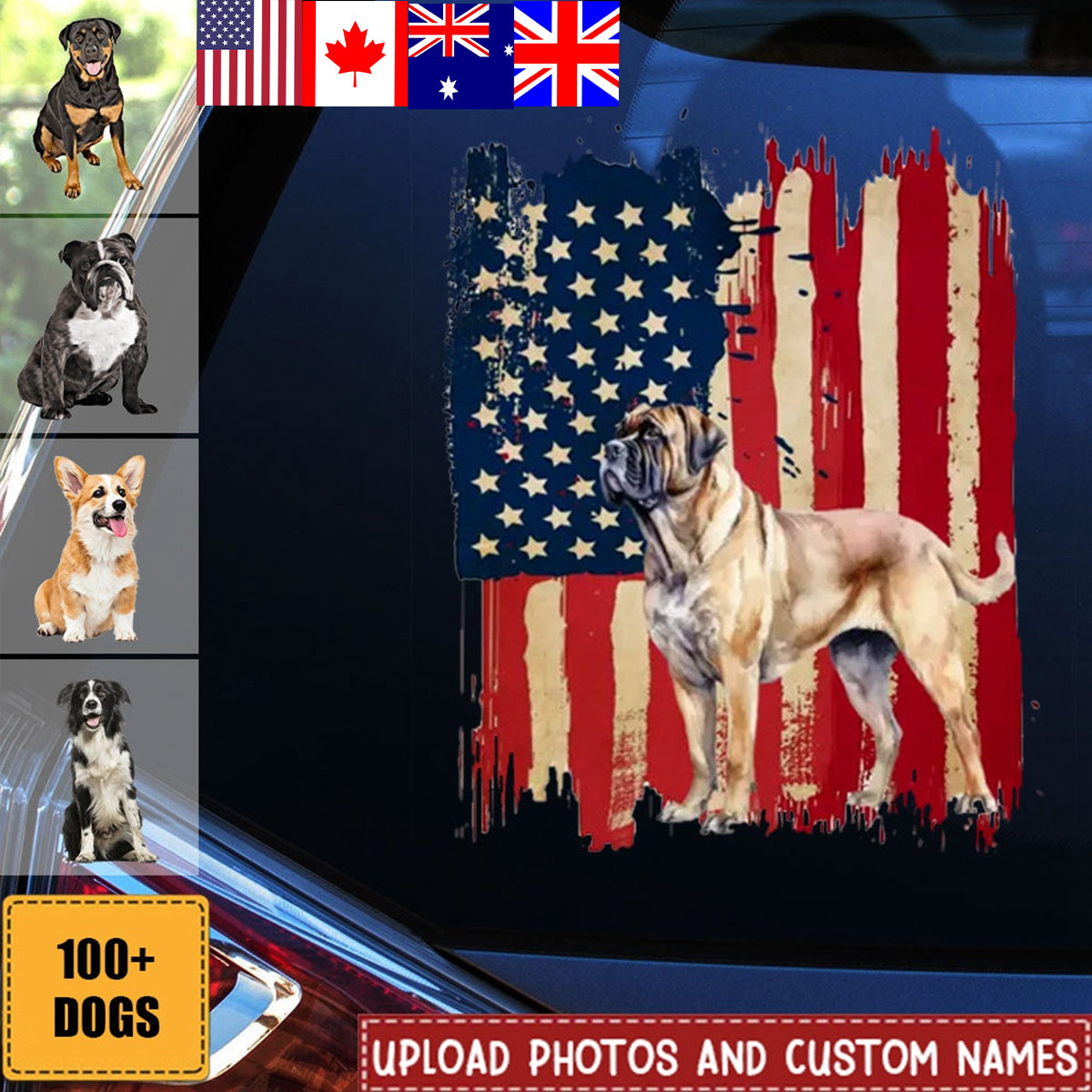 Personalized dog country flag printed decal  - gift for dog lovers