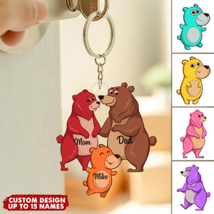 Personalized Grandparents/Parents Bear WIth Little Kids Acrylic Keychain