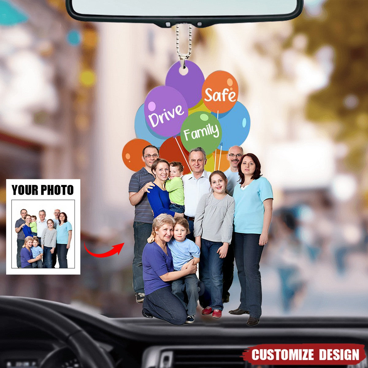 Drive Safe-Personalized Pet/Family/Couple Upload Photo Hanging Ornament