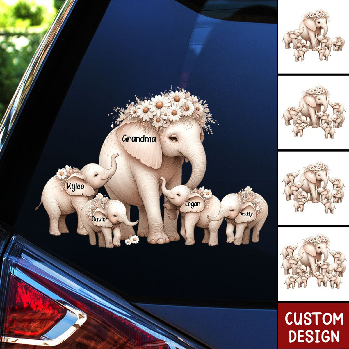 Mama/Nana Elephant With Little Kids Personalized Decal/Sticker - Mother's Day Gift
