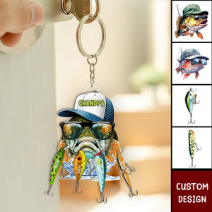 Grandpa/Dad Fishing With Kids - Personalized Acrylic Keychain