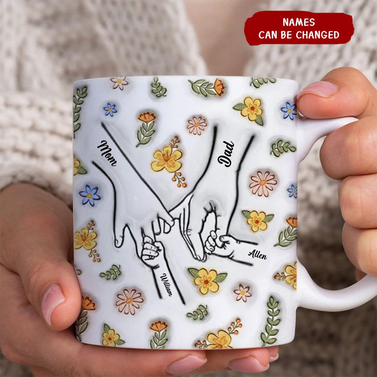 Personalized Family Custom 3D Inflated Effect Printed Mug-A Family Is A Round Of Love