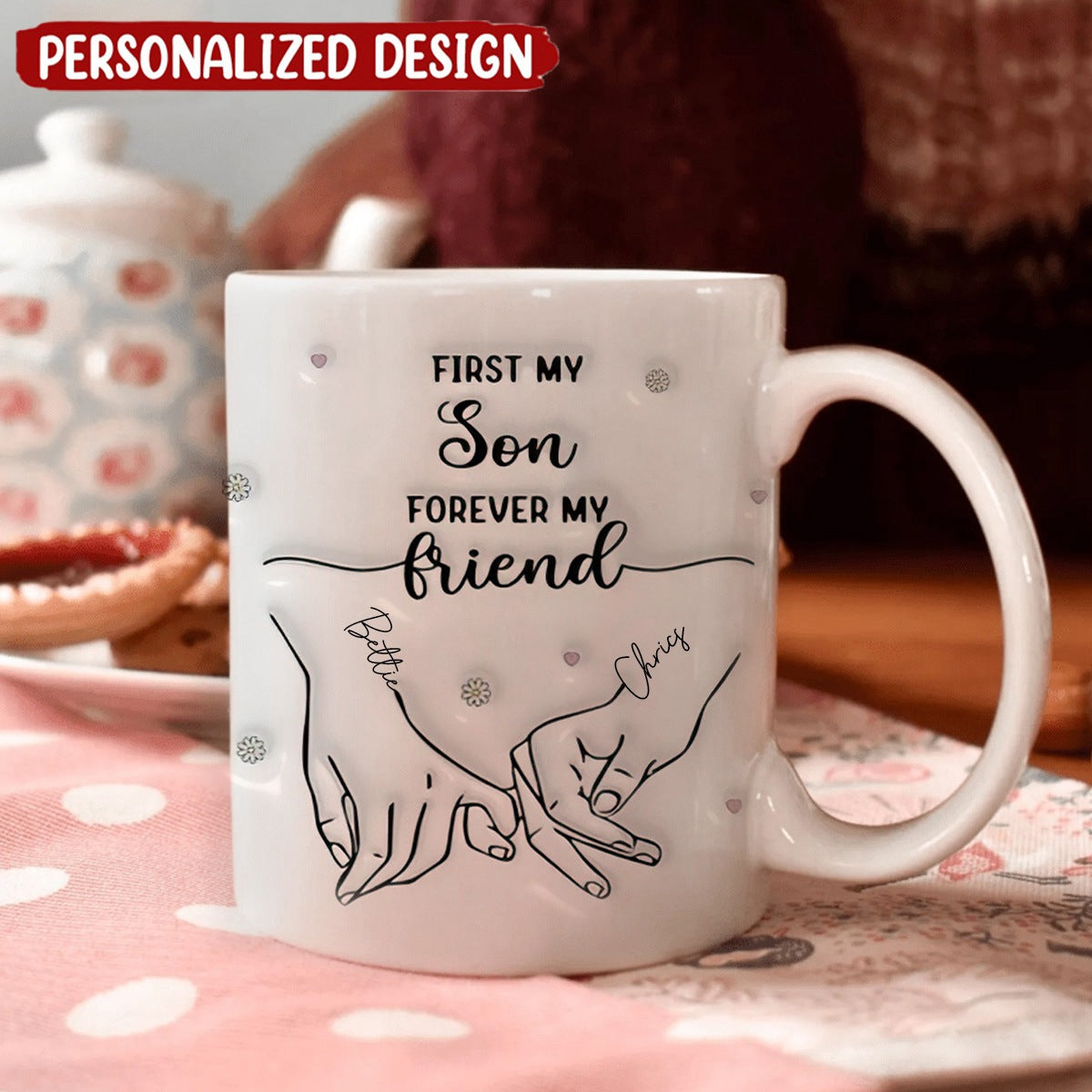 First My Daughter Forever My Friend 3D Inflated Effect Personalized White Mug