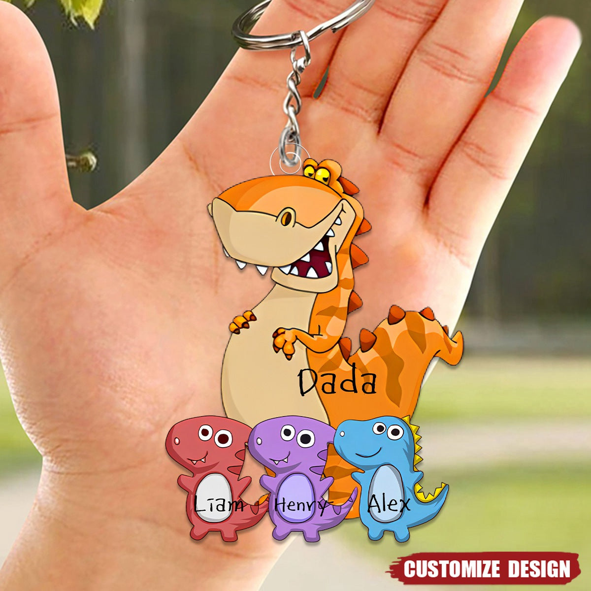 Dad/Grandpasaurus With Kids Personalized Keychain