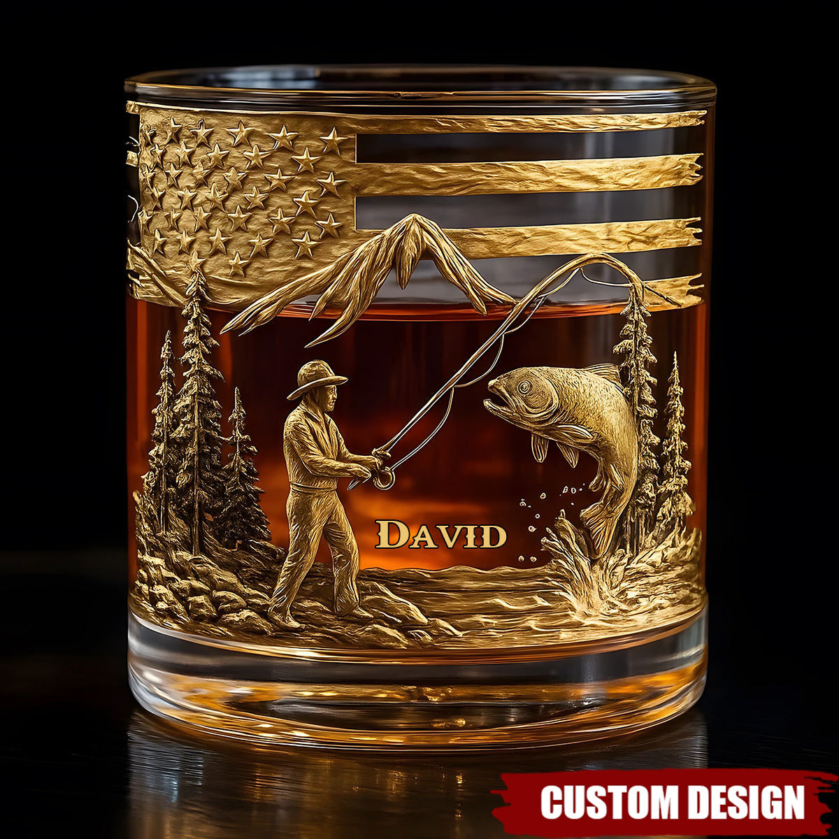 Fishing For Life - Personalized Fishing Whiskey Glass