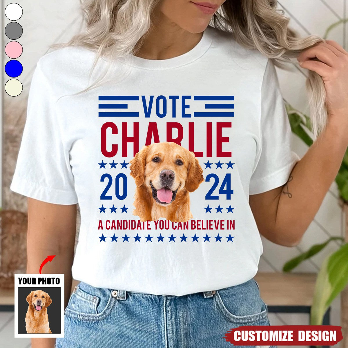 Personalized Photo Presidential Election 2024 in United States Vote 2024 A Candidate You Can Believe In T-shirt