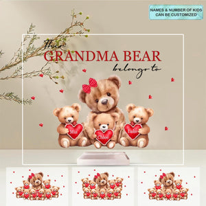 This Mama/Nana Bear Belong To - Personalized Custom Acrylic Plaque Clear Stand - Mother's Day Gift For Mom, Grandma, Family Members