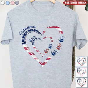 Grandma Mom Heart Handprint Kids Personalized Shirt