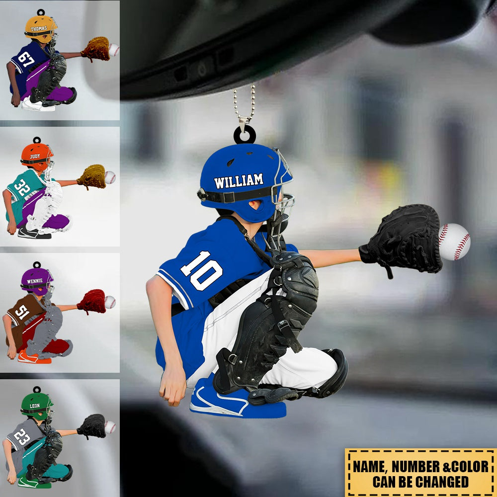 Personalized Baseball Kid Acrylic Ornament - Gift For Baseball Lovers