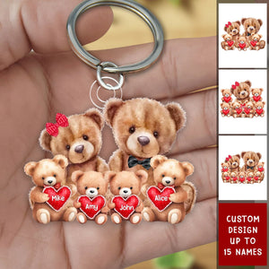 Bear Family Personalized Acrylic Keychain