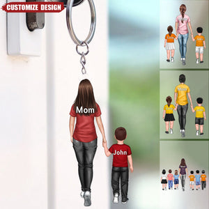 Personalized Mom/Nana With Kids Acrylic Keychain - Gift For Mother's Day