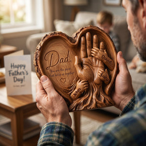 Personalized Dad and Kids Wooden Plaque - Gift For Father