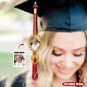 Memorial Personalized Graduation Tassel Photo Charm With Angel Wings