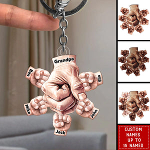 Happy Father‘s Day-Daddy/Grandpa Fist bump With Kids Personalized Acrylic Keychain