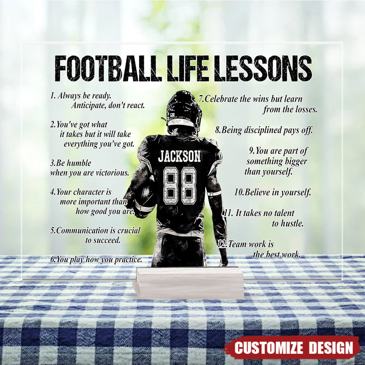 Personalized American Football Life Lessons Plaque - Gift For American Football Lovers