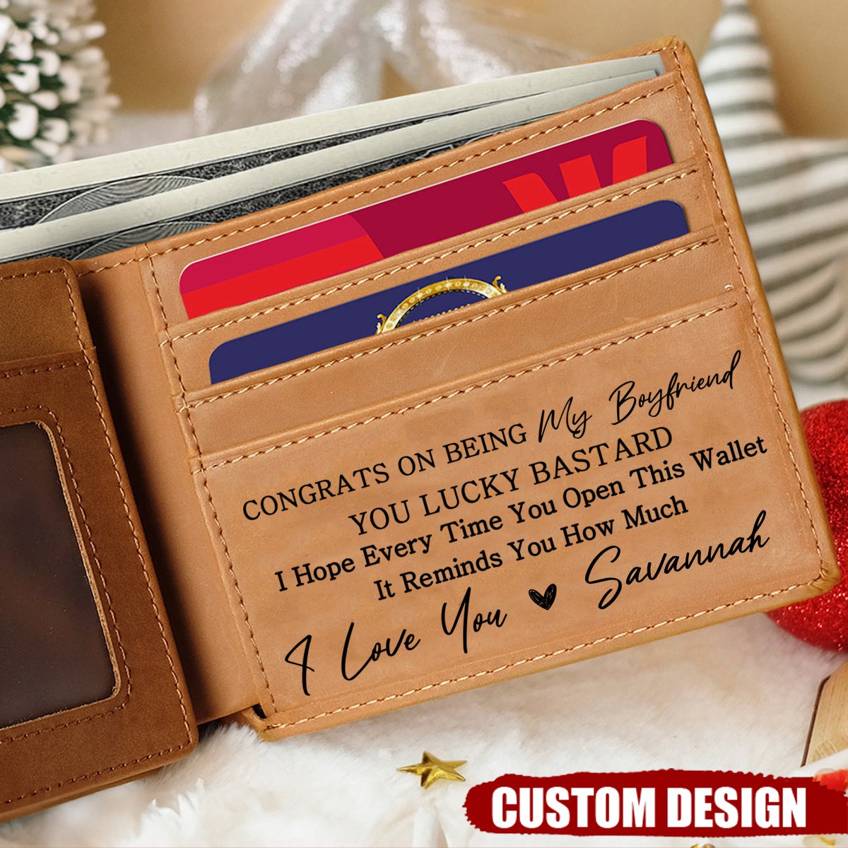 Congrats On Being My Husband - Personalized Leather Wallet, Gift For Husband, Boyfriend