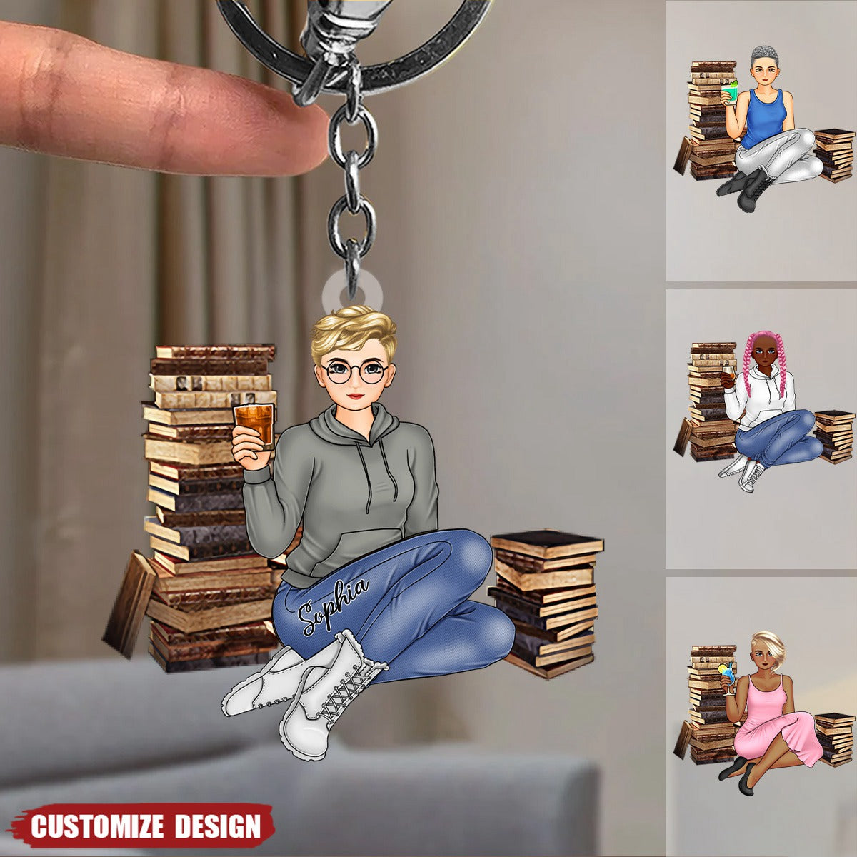 Just A Girl Who Loves Books - Reading Girl - Personalized Acrylic Keychain - Gift For Book Lovers