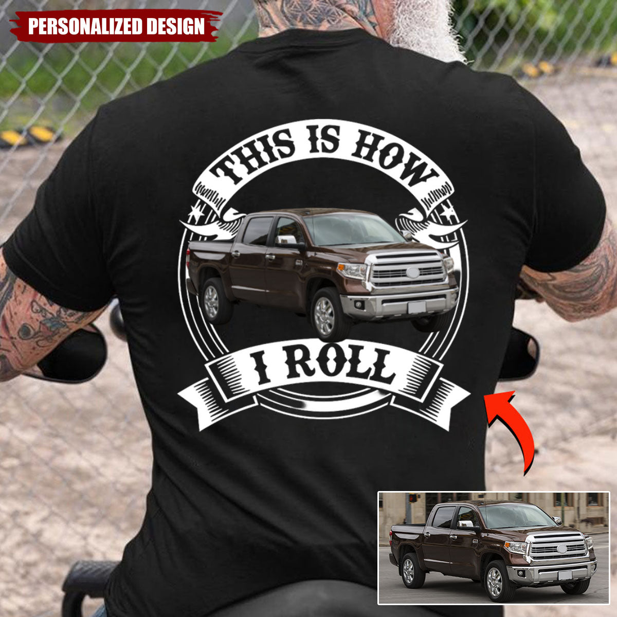 Personalized Upload Vehicle Photo Print Back T-Shirt-Gift For Car Lover