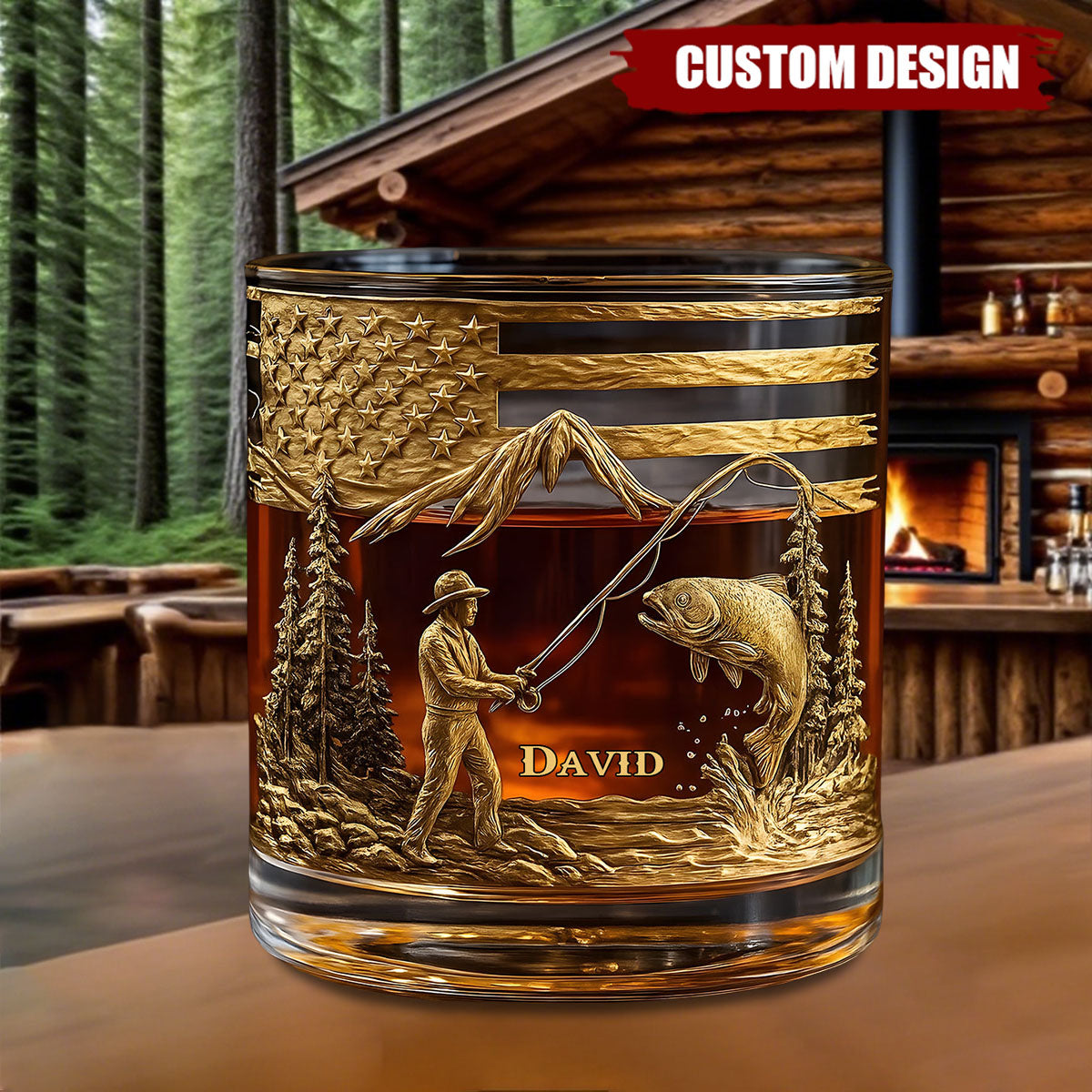 Fishing For Life - Personalized Fishing Whiskey Glass