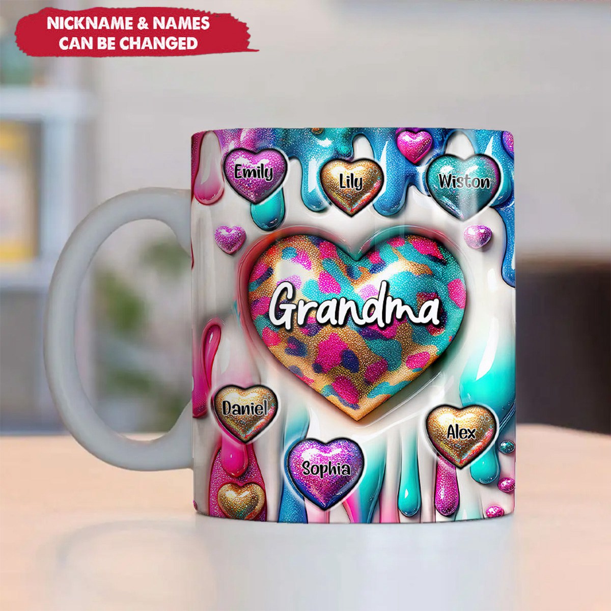 Personalized Sweet Heart Grandma Mom Kids Mug