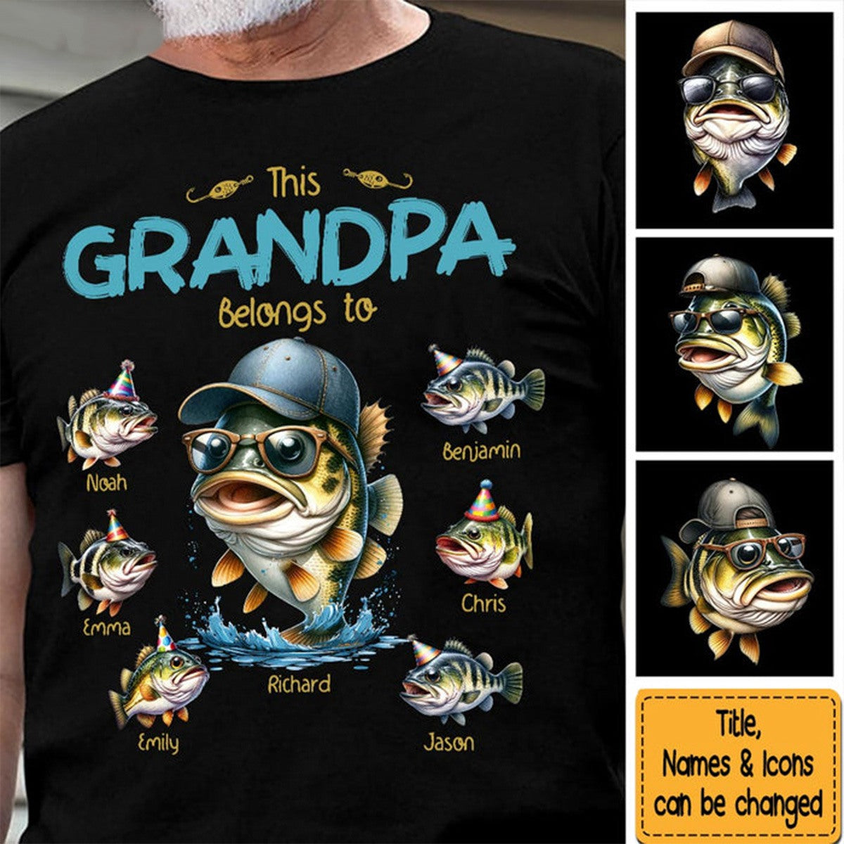 This Grandpa/Dad Belongs to Kids Fishing T-Shirt