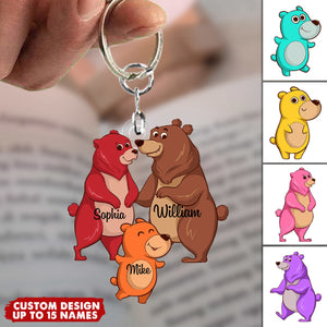 Personalized Grandparents/Parents Bear WIth Little Kids Acrylic Keychain